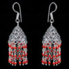 Coral Gemstone Bead Earrings In Silver GE06-1096