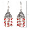Coral Gemstone Bead Earrings In Silver GE06-1096