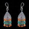 Carnelian & Green Onyx Gemstone Faceted Bead Earrings In Silver GE06-1097