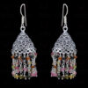 Multi Tourmaline Gemstone Faceted Bead Earrings In Silver GE06-1098