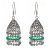 Labradorite & Green Onyx Gemstone Faceted Bead Earrings In Silver GE06-1099