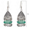 Labradorite & Green Onyx Gemstone Faceted Bead Earrings In Silver GE06-1099