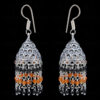 Black Spinel & Carnelian Gemstone Faceted Bead Earrings In Silver GE06-1102