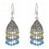 Labradorite, Peridot & Topaz Gemstone Faceted Bead Earrings In Silver GE06-1103