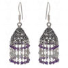 Amethyst & Aquamarine Gemstone Faceted Bead Earrings In Silver GE06-1104