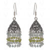 Peridot & Aquamarine Gemstone Faceted Bead Earrings In Silver GE06-1106