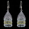 Peridot & Aquamarine Gemstone Faceted Bead Earrings In Silver GE06-1106