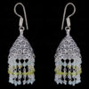 Peridot & Aquamarine Gemstone Faceted Bead Earrings In Silver GE06-1106