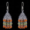 Carnelian & Peridot Gemstone Faceted Bead Earrings In Silver GE06-1107