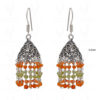 Carnelian & Peridot Gemstone Faceted Bead Earrings In Silver GE06-1107