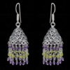 Amethyst & Peridot Gemstone Faceted Bead Earrings In Silver GE06-1109