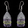 Amethyst & Peridot Gemstone Faceted Bead Earrings In Silver GE06-1109