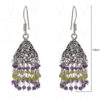 Amethyst & Peridot Gemstone Faceted Bead Earrings In Silver GE06-1109