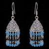 Blue Topaz & Black Spinel Gemstone Faceted Bead Earrings In Silver GE06-1110