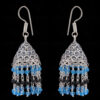 Blue Topaz & Black Spinel Gemstone Faceted Bead Earrings In Silver GE06-1110