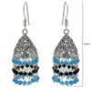 Blue Topaz & Black Spinel Gemstone Faceted Bead Earrings In Silver GE06-1110