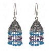 Amethyst & Blue Topaz Gemstone Faceted Bead Earrings In Silver GE06-1114
