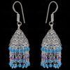 Amethyst & Blue Topaz Gemstone Faceted Bead Earrings In Silver GE06-1114