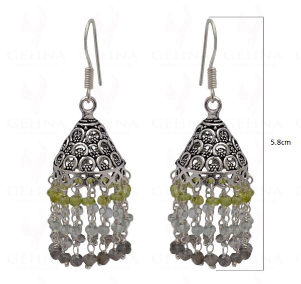 Peridot, Labradorite & Aquamarine Gemstone Faceted Bead Earrings GE06-1115