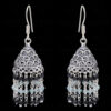Black Spinel & Aquamarine Gemstone Faceted Bead Earrings In Silver GE06-1116