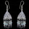 Black Spinel & Aquamarine Gemstone Faceted Bead Earrings In Silver GE06-1116