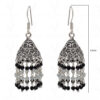 Black Spinel & Aquamarine Gemstone Faceted Bead Earrings In Silver GE06-1116