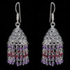 Garnet & Amethyst Gemstone Faceted Bead Earrings In Silver GE06-1118