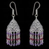 Garnet & Amethyst Gemstone Faceted Bead Earrings In Silver GE06-1118