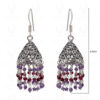 Garnet & Amethyst Gemstone Faceted Bead Earrings In Silver GE06-1118