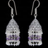 White Moonstone & Amethyst Gemstone Faceted Bead Earrings In Silver GE06-1119