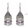 White Moonstone & Amethyst Gemstone Faceted Bead Earrings In Silver GE06-1119
