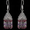 Garnet & Amethyst Gemstone Faceted Bead Earrings In Silver GE06-1121