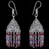 Garnet & Amethyst Gemstone Faceted Bead Earrings In Silver GE06-1121