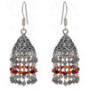 Labradorite & Carnelian Gemstone Faceted Bead Earrings In Silver GE06-1122