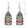 Labradorite & Carnelian Gemstone Faceted Bead Earrings In Silver GE06-1122