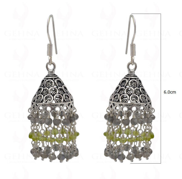 Peridot & Labradorite Gemstone Faceted Bead Earrings In Silver GE06-1123