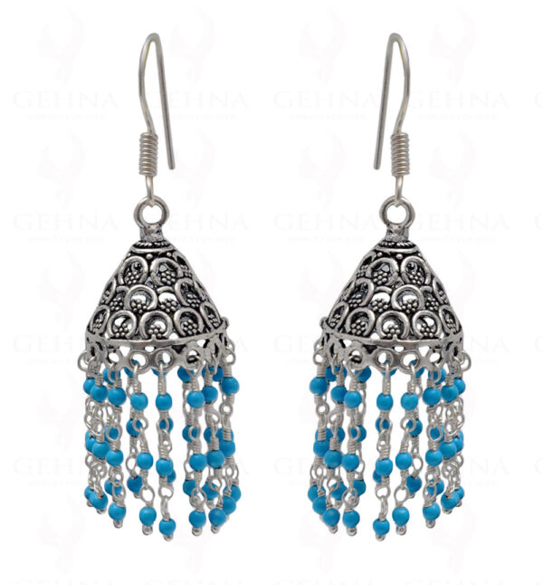 Turquoise Gemstone Bead Earrings In Silver GE06-1124