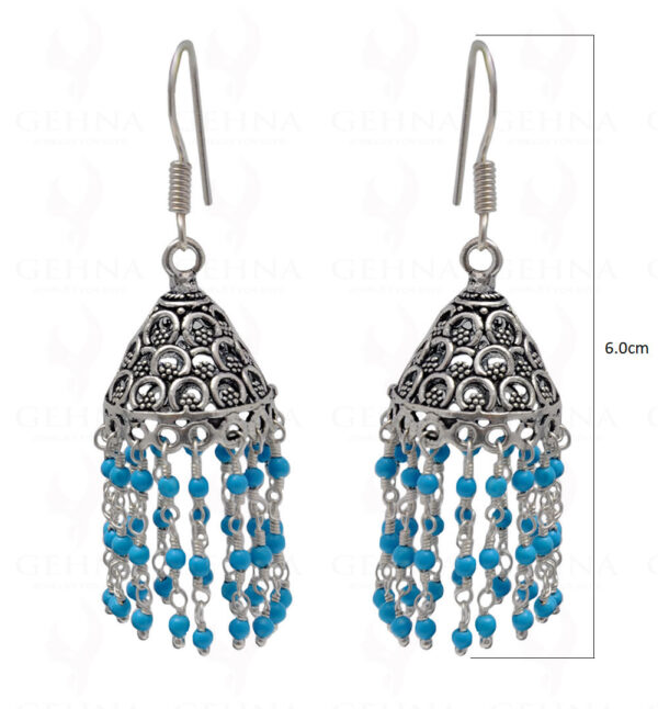 Turquoise Gemstone Bead Earrings In Silver GE06-1124