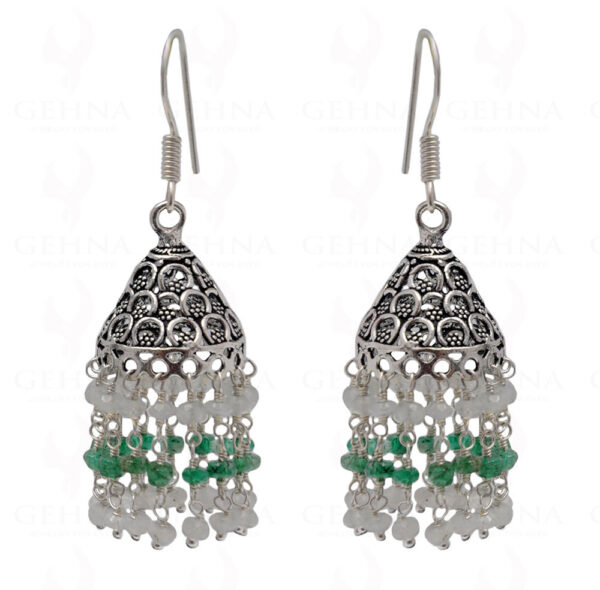 Emerald & Moonstone Faceted Bead Earrings GE06-1127