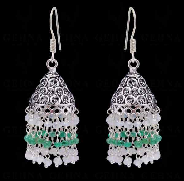 Emerald & Moonstone Faceted Bead Earrings GE06-1127