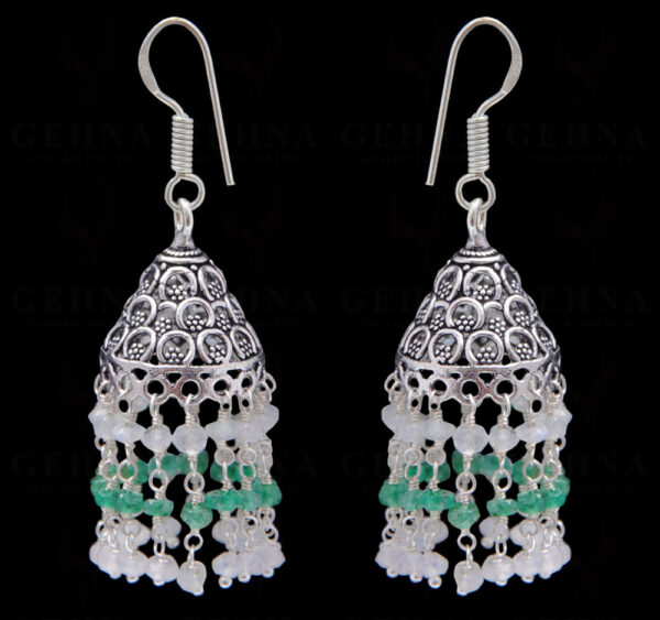 Emerald & Moonstone Faceted Bead Earrings GE06-1127
