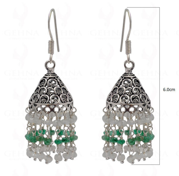 Emerald & Moonstone Faceted Bead Earrings GE06-1127