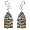 Multi Tourmaline Gemstone Faceted Bead Earrings In Silver GE06-1128