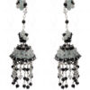 Aquamarine & Black Spinel Gemstone Faceted Bead Earrings In Silver GE06-1129