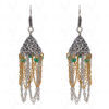 Emerald Gemstone Faceted Bead Earrings In Silver GE06-1130