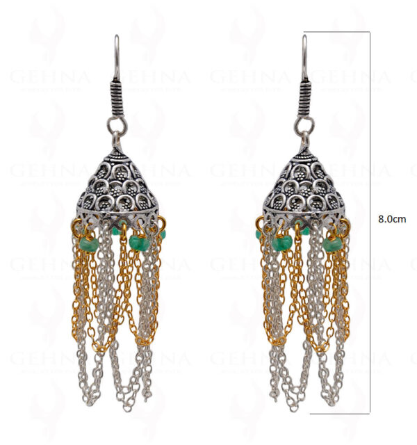 Emerald Gemstone Faceted Bead Earrings In Silver GE06-1130