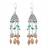Moonstone & Emerald Faceted Gemstones Knotted Jhumki Style Earrings GE06-1132