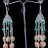 Moonstone & Emerald Faceted Gemstones Knotted Jhumki Style Earrings GE06-1132