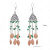 Moonstone & Emerald Faceted Gemstones Knotted Jhumki Style Earrings GE06-1132