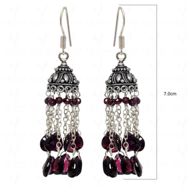Red Garnet Faceted Gemstones Knotted Jhumki Style Earrings GE06-1133